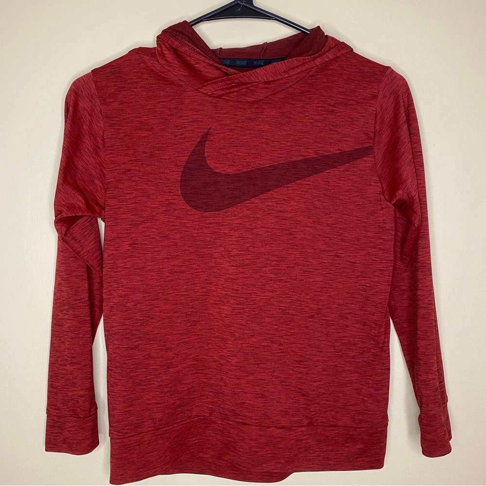 Nike Boy’s Dri-Fit logo hoodie,100% polyester, red, size S